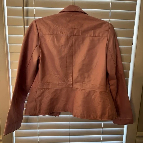 Alfani Blush Pink Leather Zip-Front Jacket Y2K Piece - Picture 6 of 13